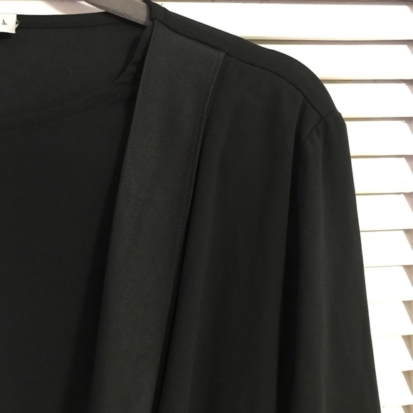 MM Lafleur Mathilde Drape-Front Long-Sleeve Blouse in Black, Size L - Picture 4 of 9